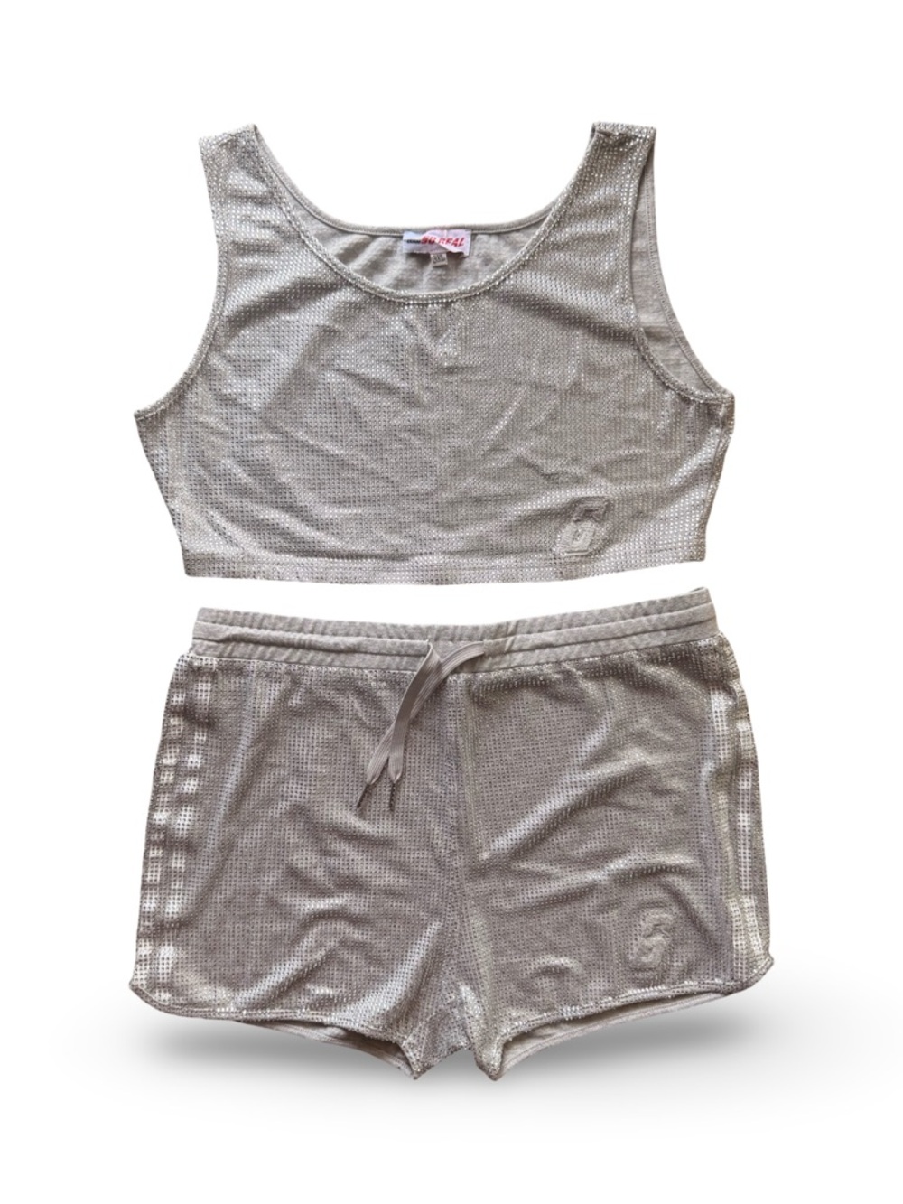 GSUWOO So Real Rhinestone Crop Tank & Shorts Lounge Set